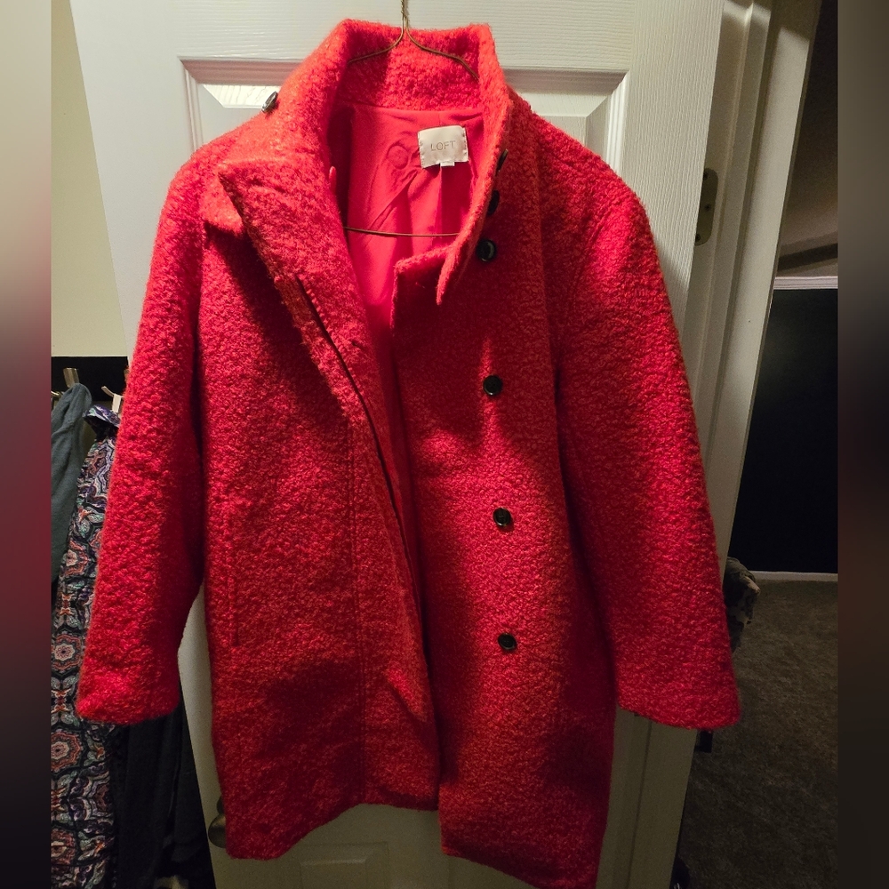 LOFT Curly Funnel Neck Coat/NWOT